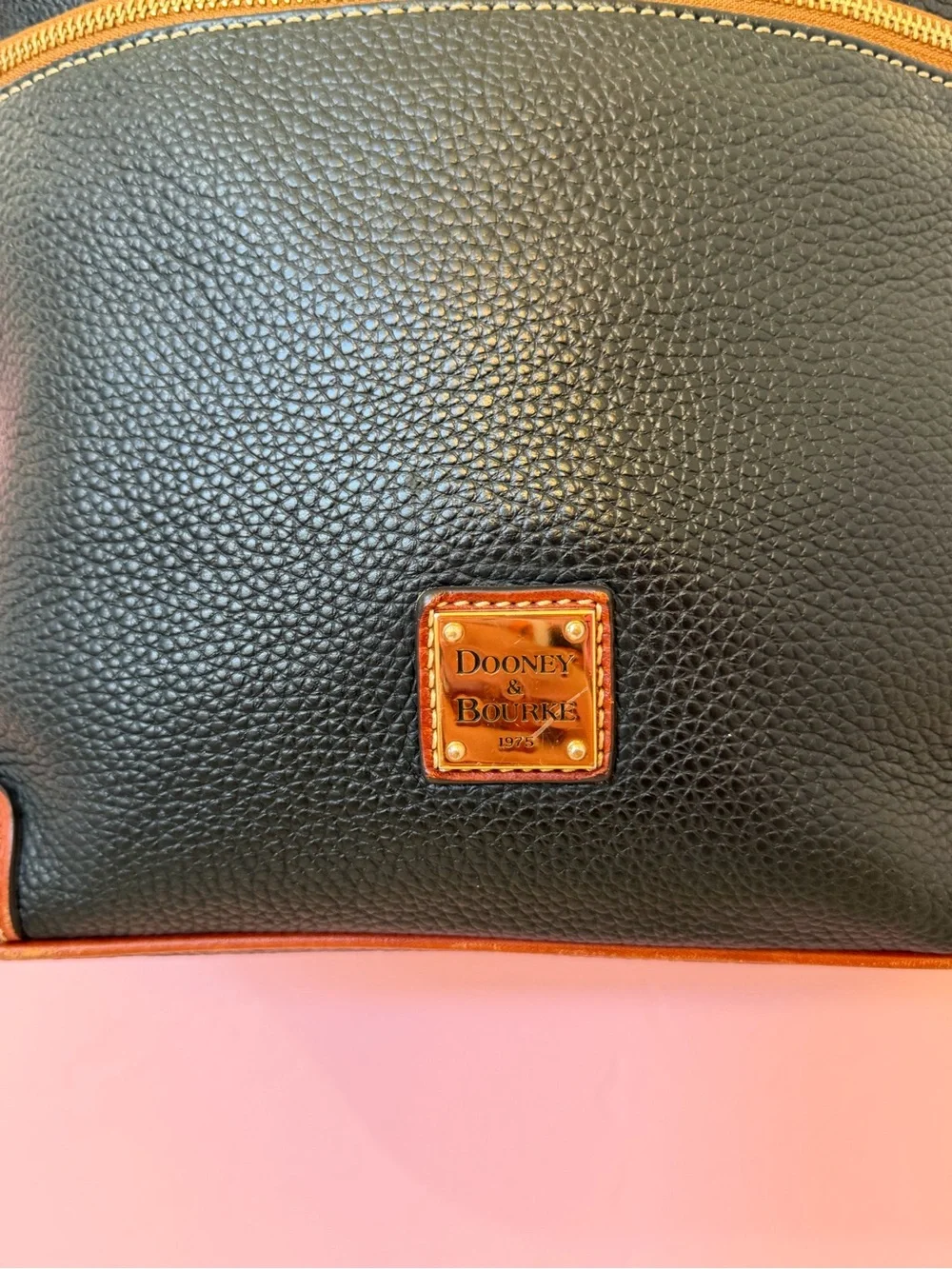 Y2kDooney & Bourke Black Pebbled Leather Crossbody with Brown Trim